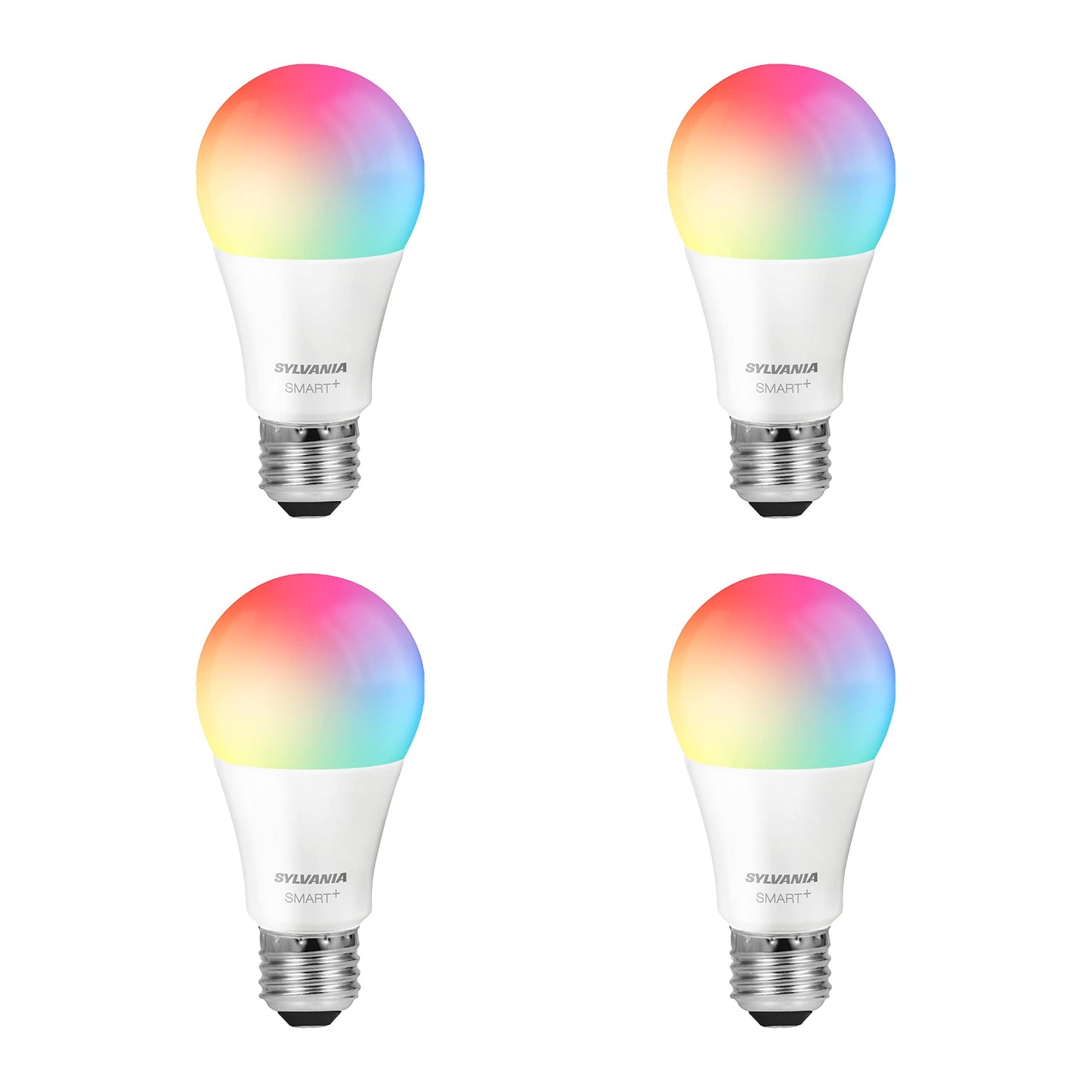 SYLVANIA Wifi LED Smart Light Bulb, 60W Equivalent Full Color and Tunable White A19, Dimmable, Compatible with Alexa and Google Home Only - 4 Pack