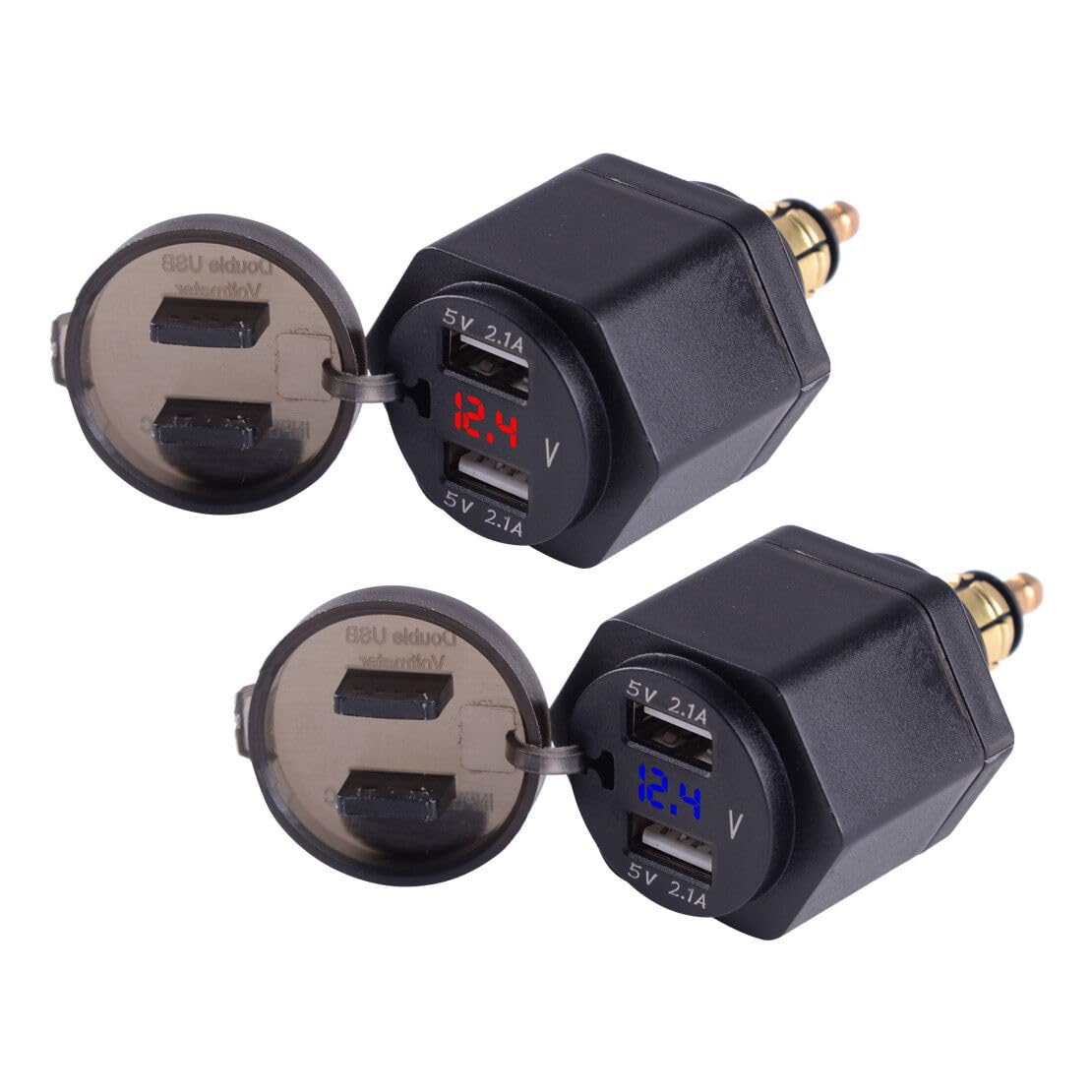 Dual Motorcycle USB Charger for BMW Motorcycle Charger DIN Socket to USB Adapter(Blue Led)