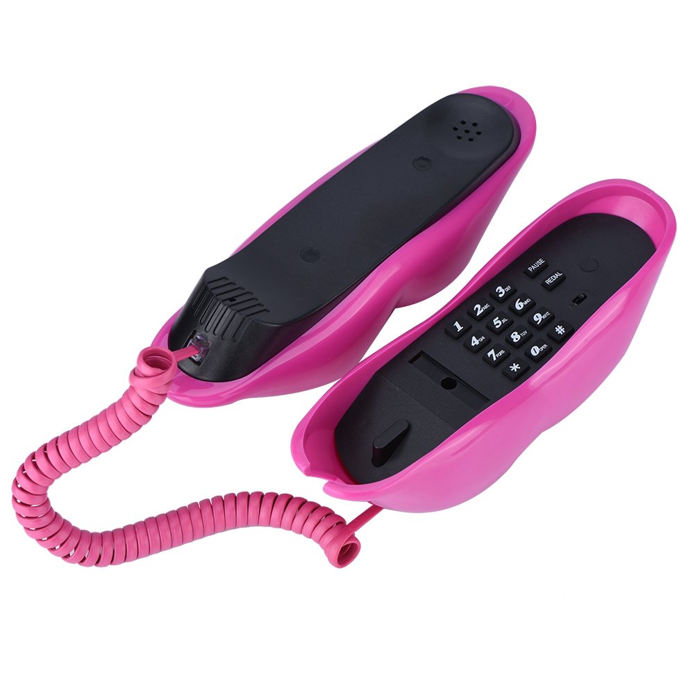Corded Phone, Creative Rose Red Lip Landline Phone, Home Decoration Wired Telephone, Number Storage Function, Festival Birthday Gift