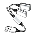 Fidioto USB A Splitter, USB A Male to 2 Female USBA Y Splitter, USB Splitter 1 in 2 Out Support Charging and Data Transfer for Printer/Keyboard/Flash
