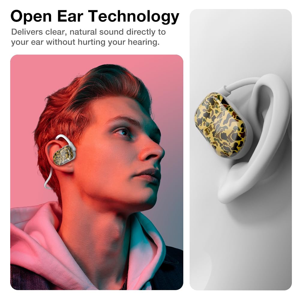 Purity Air Open Ear Headphones - True Air Conduction Wireless Bluetooth Open Ear Earbuds with Dual Mic for iPhone/Android - Secured Long Wearing