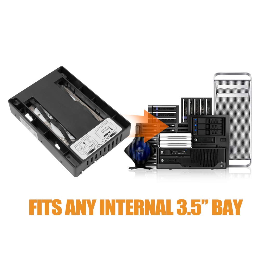ICY DOCK 2.5 inch SATA SSD HDD to 3.5" SATA HDD Drive Bay Converter Mounting Bracket Kit Adapter - EZConvert MB882SP-1S-3B