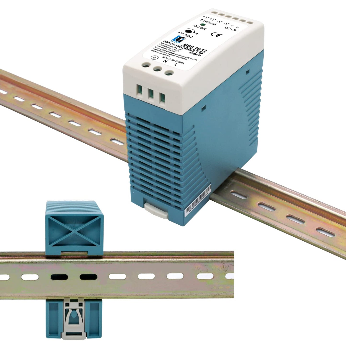 DIN Rail DC 12V Switching Power Supply MDR 60W (Input:100-240VAC,Output:12VDC,50/60HZ) Switch Converter (12V 5A)