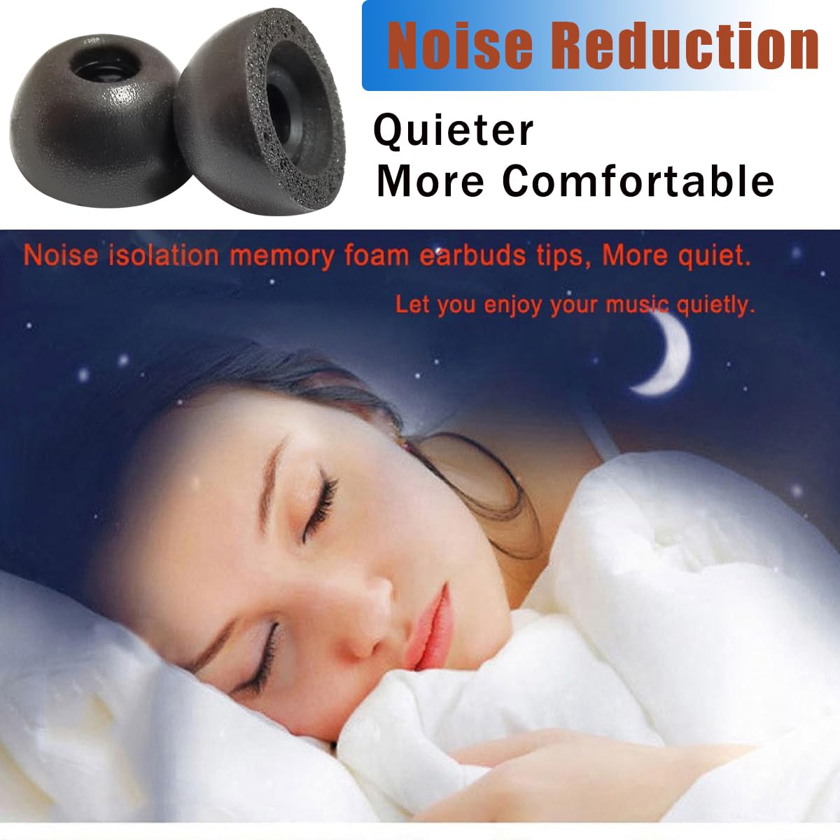 Memory Foam Ear Tips for Samsung Galaxy Buds 2 / Buds FE/Buds+, 3 Pairs S/M/L Replacement Galaxy Earbuds Tips, Noise Isolating Comfort Secure Fit