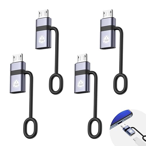 Liaoan USB C to Micro USB Adapter, 4 Packs, Supports 18W Fast Charging and Data Transfer, Suitable for USB C Socket to Micro Plug Adapter, not…