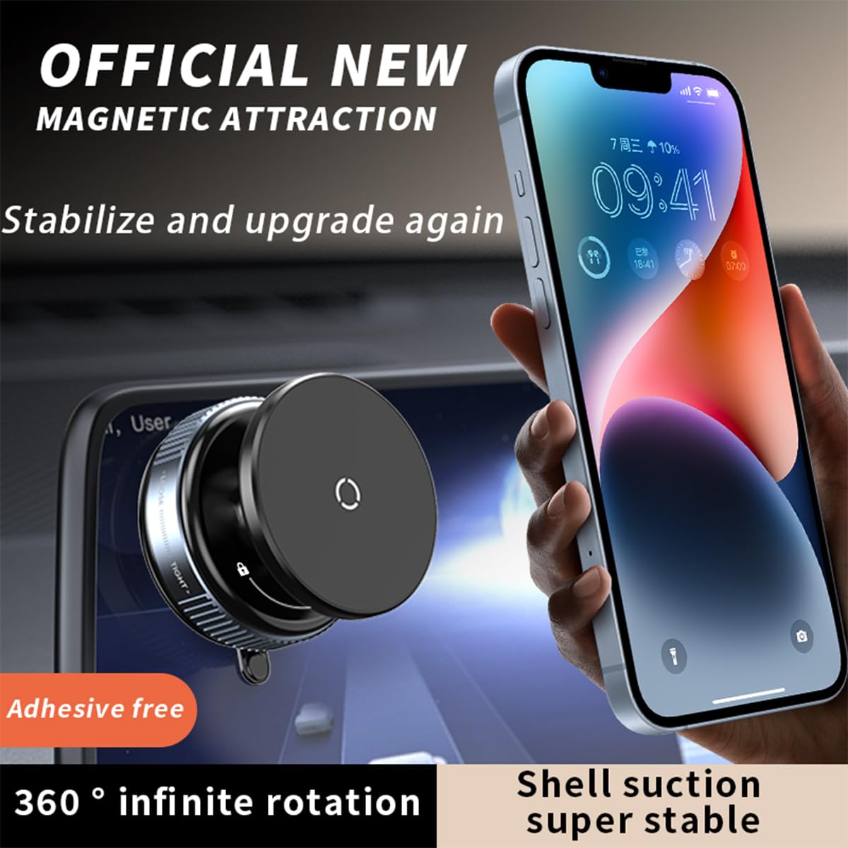 Hosann Century Suction Cup Phone Mount, Upgraded 360° Adjustable Phone Holders for Your Car,Smooth Surface,Gym,Mirror,Compatible with iPhone & Android