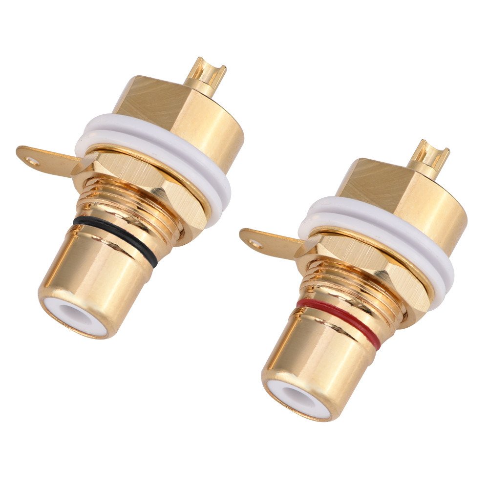 Female Jack Terminal Socket, Audio Connector Mount with Gold Plated Copper Terminal, Panel Mount Socket for Amplifiers Speaker