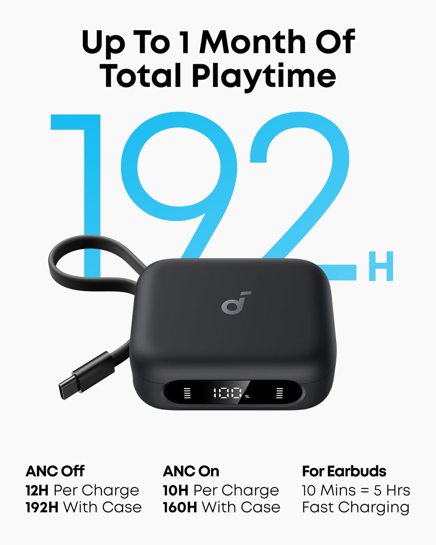 Soundcore P41i by Anker, Adaptive Noise Cancelling Earbuds with Portable Phone Charger, Only for USB-C Charging, 12H Playtime, 192H with Case, 6-Mic…