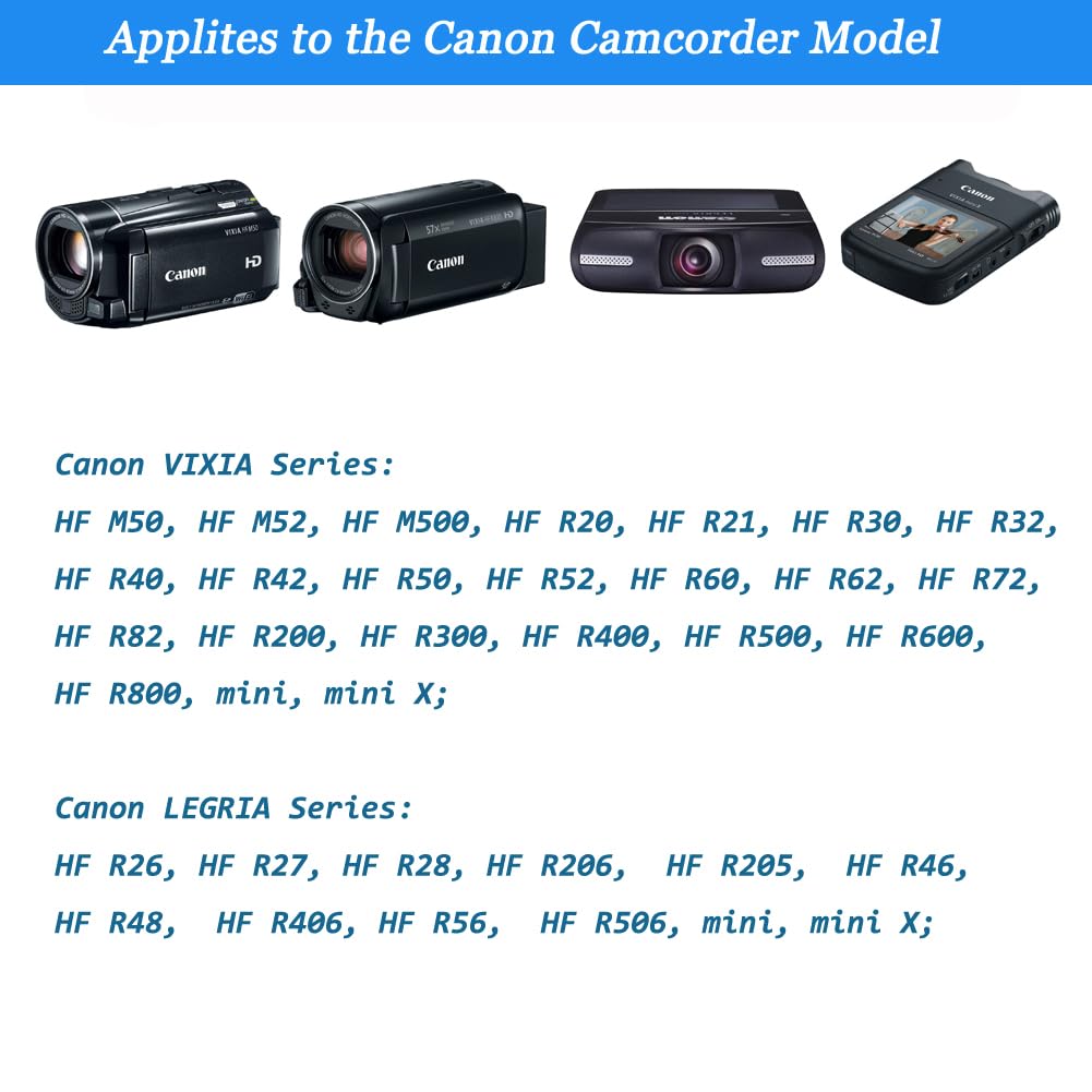 TKDY CA-110 Camcorder Charger, CA110 Power Adapter Kit fit for Canon VIXIA HF M50 R800 R80 R700 R500 M52 M500 HF-R70 HF-R72 HF-R700 R50 R52 R60 R200