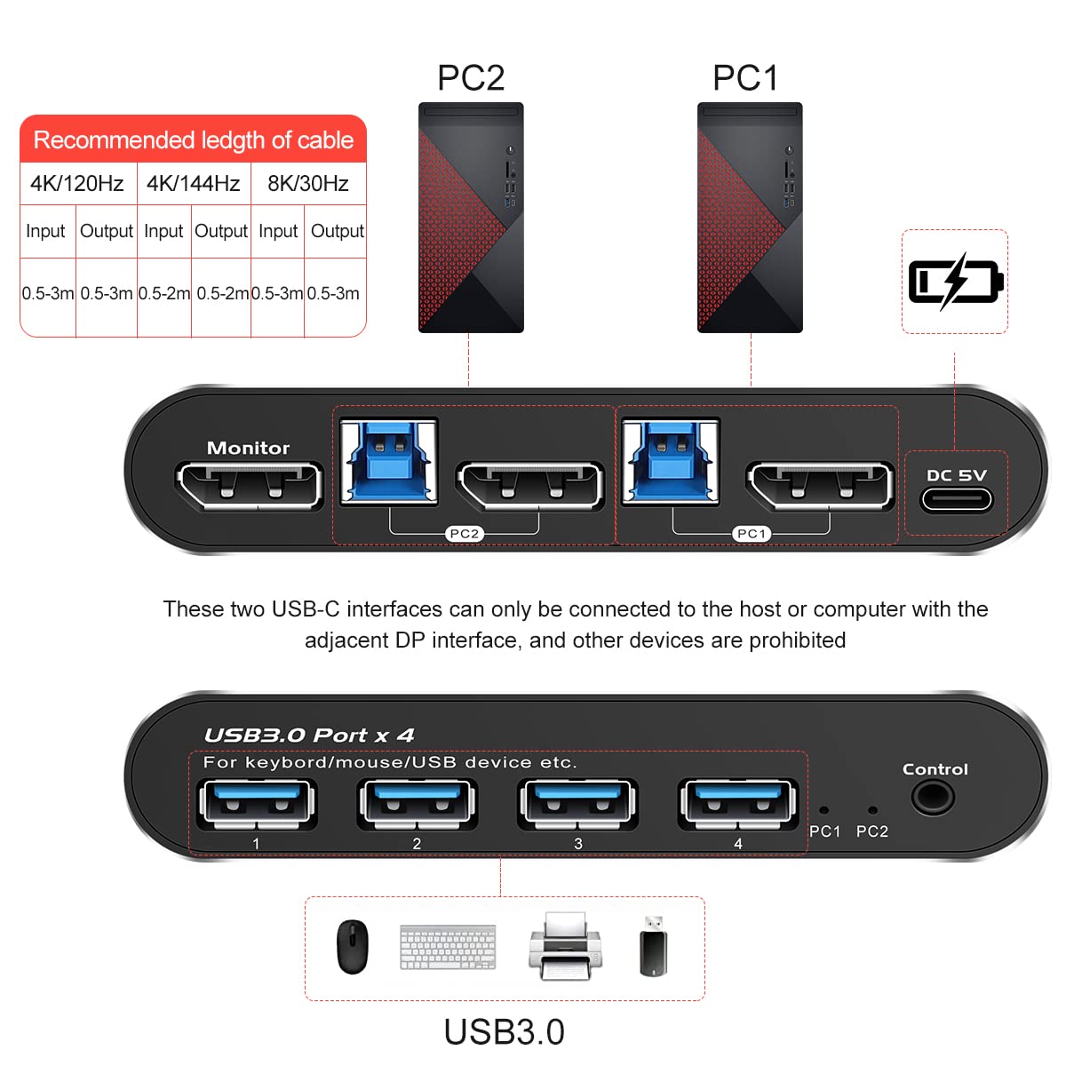Displayport Kvm Switch 1 Monitors 2 Computers 240hz 2 Port kvm Switches displayport 165hz PC Switch 1 Monitor 2 Computers dp 1440p 120hz 144hz 165hz
