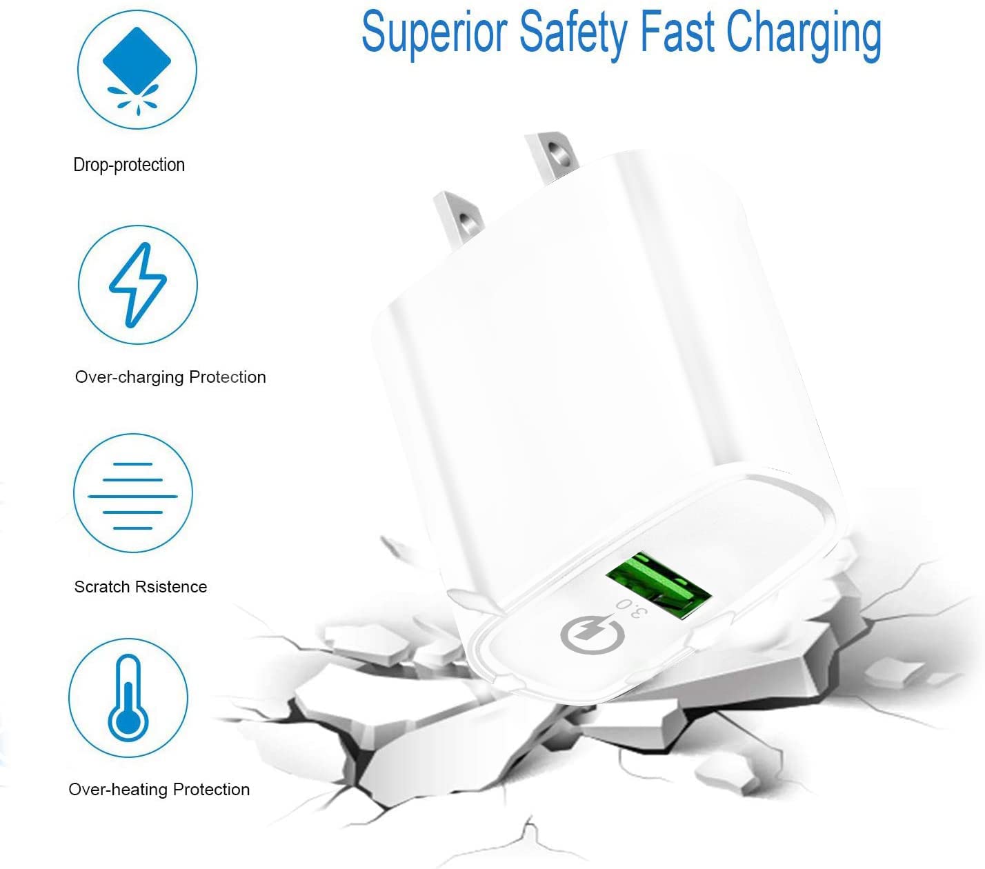 18W Fast Charger for Samsung Galaxy A32 A14 A02S S22 S20 S21 Plus Ultra A53 A33 A54 5G,A50 A20 A10E A12,Tab A 10.5 2018/10.1 2019,Quick Charge 3.0