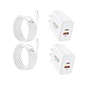 40W Fast Charging kit, 2 Pack wall Charger with USB-C and USB-A Ports and 6-Foot Type-C to Type-C Data Cable, Suitable for iPhone 17/17 Pro/17 Pro