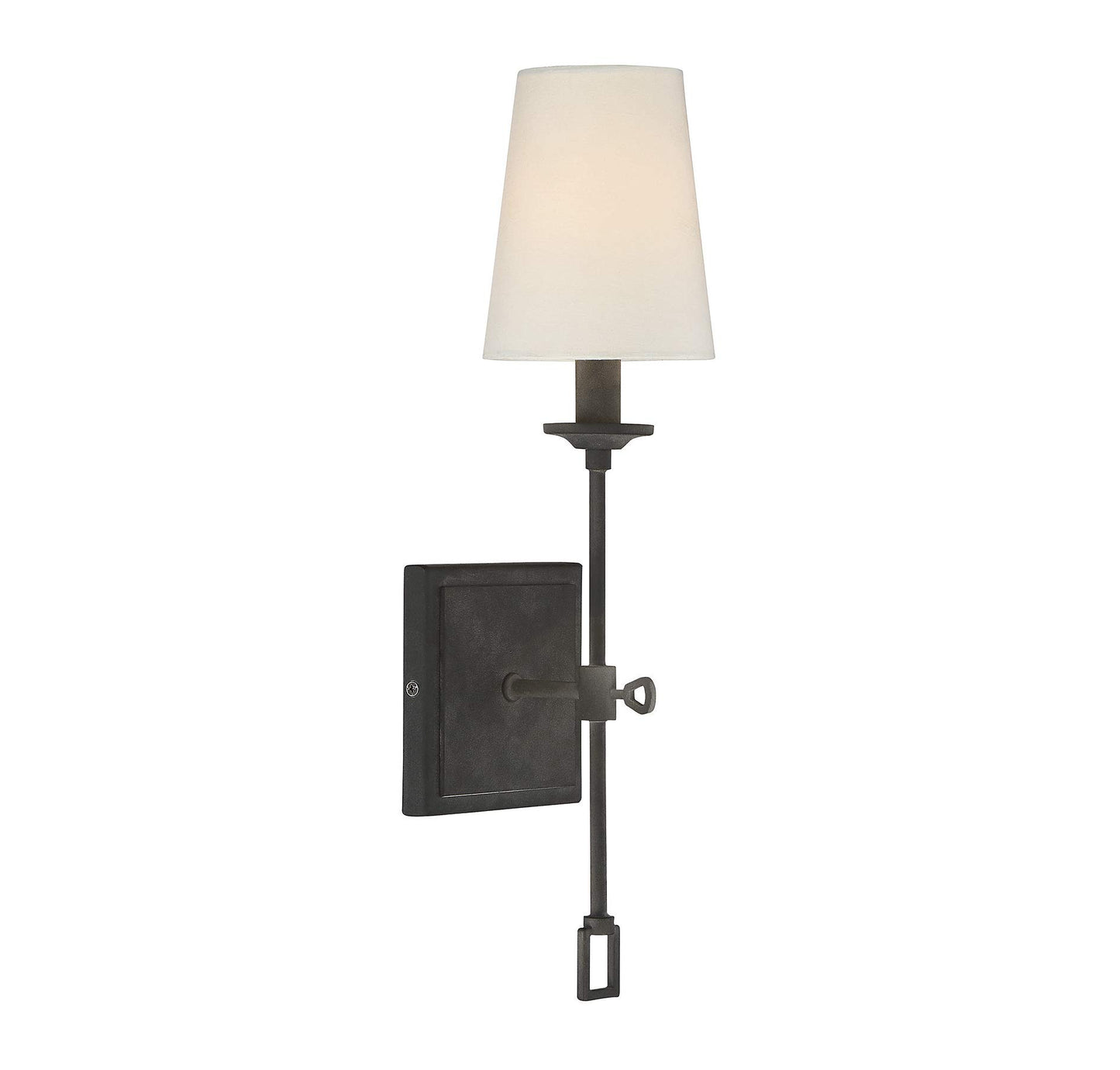 Savoy House 9-9004-1-88 Lorainne Rustic Traditional Soft White Fabric Wall Sconce, 1-Light 60 Watt, 18" H x 5" W, Oxidized Black