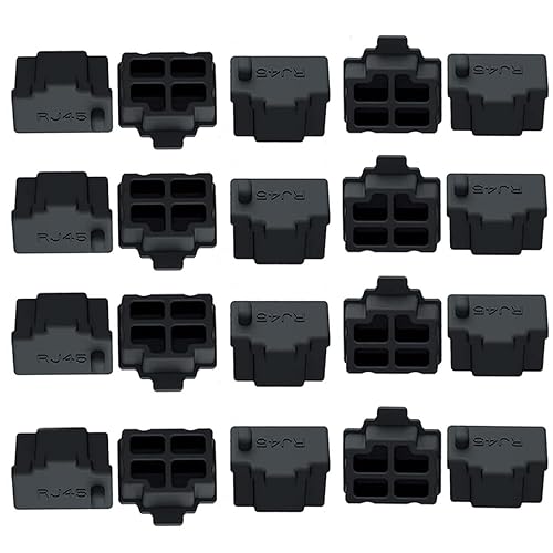 Sopepoyie 20 pcs RJ45 Anti Dust Cover Cap Protector Protects Ethernet Hub Port Cap Protector Switch Port Plugs Black Dust Cover?