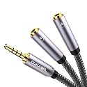 DUKABEL Headphone Splitter, Strong Braided & Gold-Plated 3.5mm Stereo Audio Y Splitter Cable 4-Pole Male to 2-Female Port Audio Stereo Cable Dual