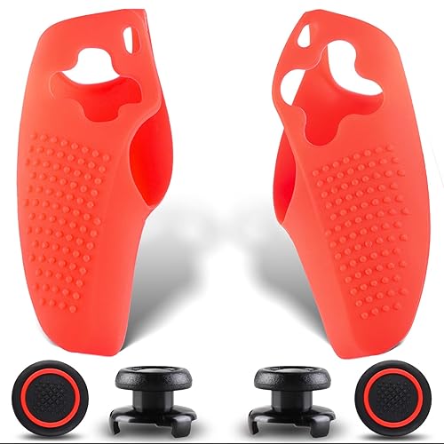 SoAegis Split Anti-Slip Controller Skin Set, with 2 Thumb Grips & 2 Elevated Base, Individually Silicone Grip Controller Case for PS5 DualSense