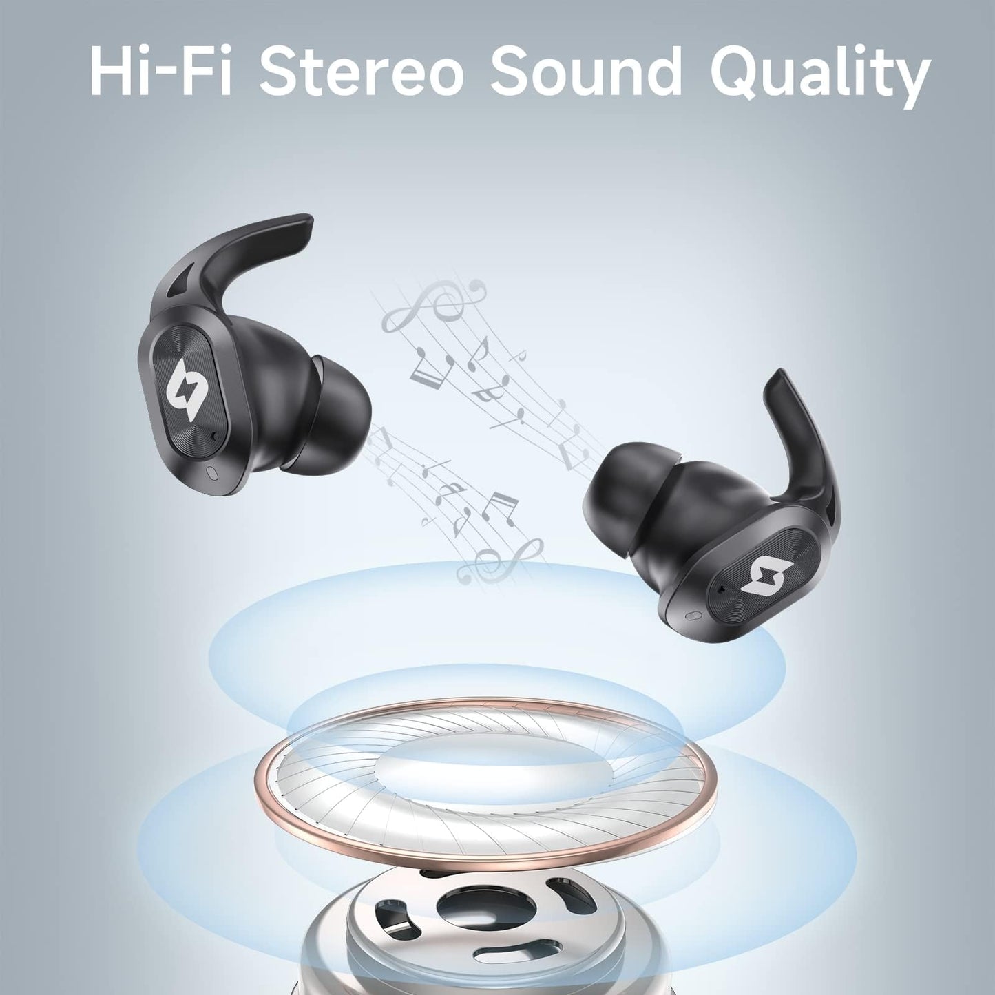 Wireless Headphones Bluetooth Earbuds with Wireless Charging Case 32H Playback LED Display in Ear Earphones Waterproof Ear buds Built in Mic Stereo…