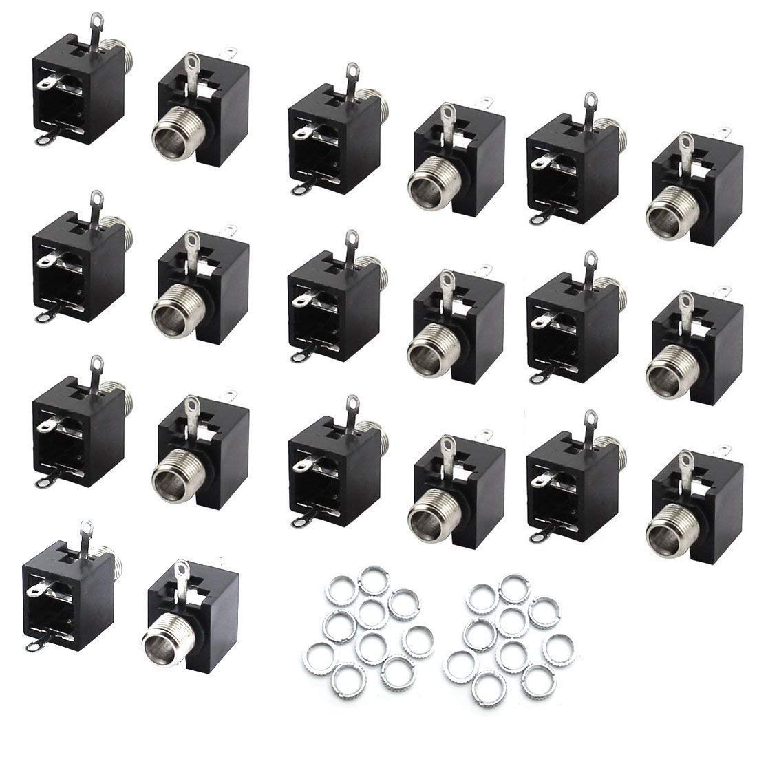 Xiaoyztan 3 Pins Female 3.5mm Mono TS Jacks Plug Socket Connectors,Mount Female Mono Socket Headphone Audio Jack PCB Connector,Pack of 20