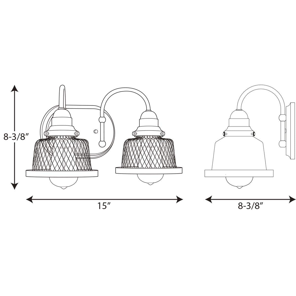Progress Lighting P300043-009 Tilley Two-Light Bath and Vanity, Brushed Nickel