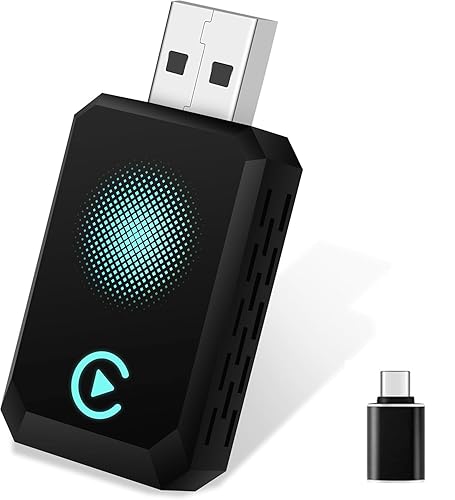 CAENEEDER Wireless Carplay Adapter, Convert Wired to Wireless CarPlay, Compatible with CarPlay, Plug and Play, Type-C/USB, Suitable for 800+ Vehicles