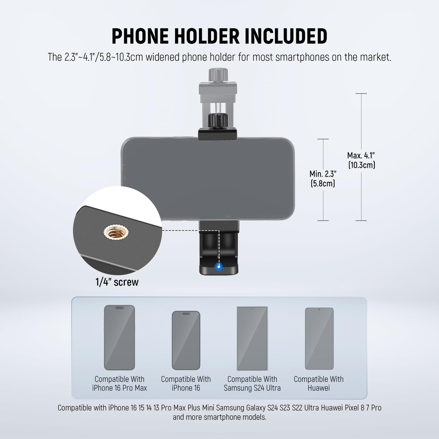 NEEWER Basic Phone Tripod for iPhone & Camera w/Remote & Phone Holder, 66" Metal Selfie Stick Travel Vlog Cell Phone Stand, Portable Camera Cellphone