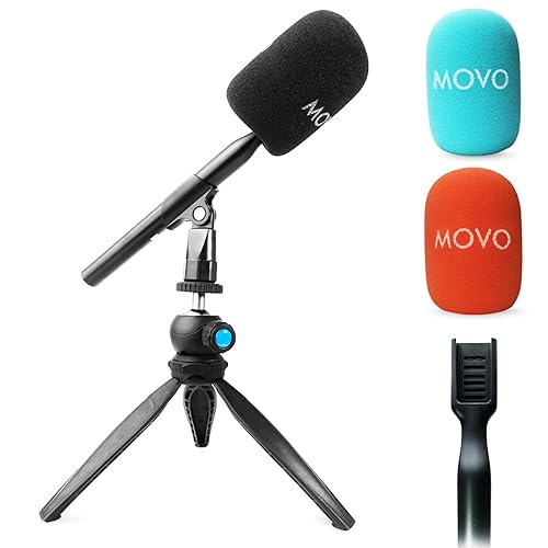 Movo WMX-HM Wireless Interview Microphone Adapter w/Mic Stand - Compatible with DJI Mic, Rode Wireless GO, Hollyland Lark, and More - Great for