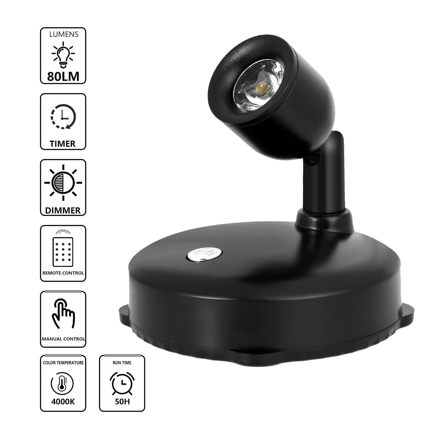 KANESIKI Cordless Spotlight Battery Operated, LED Plant Light, Dimmable Accent Light with Remote, Indoor Display Up Lighting for Picture Photo Tree