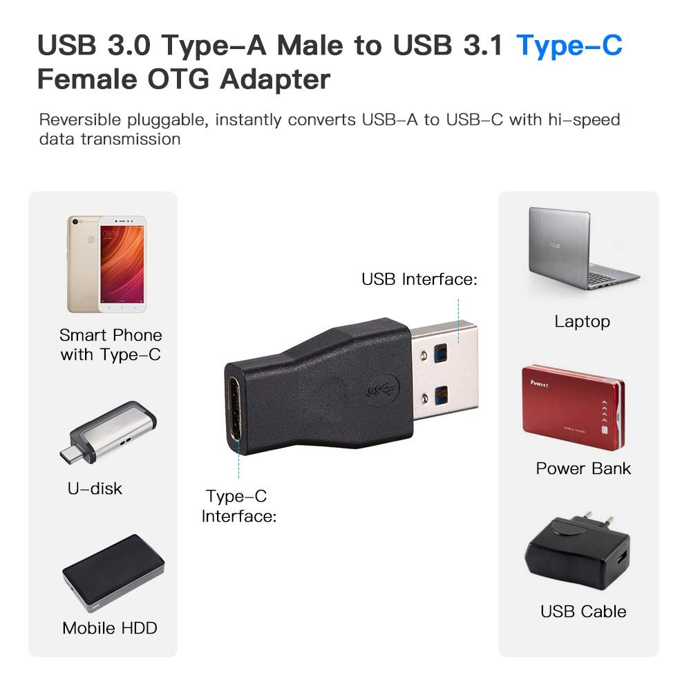 chenyang USB 3.0 Male to USB C Female OTG Data Transfer Charger Adapter