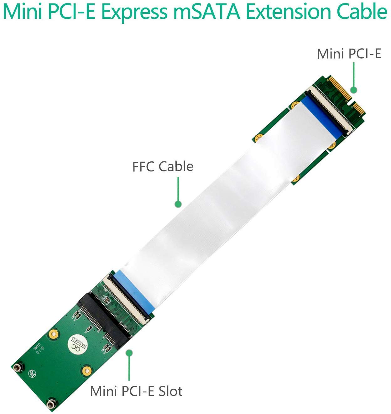 Mini PCI-E Express mSATA Extension Cable for Wireless Card mSATA SSD (Green)
