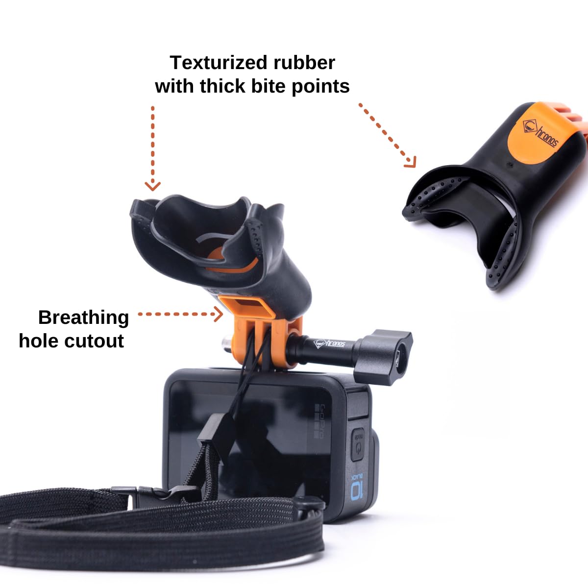 CHRONOS Mouth Mount Patent Number 11953148 with Lanyard + Aluminum Thumbscrew for All GoPro Cameras and DJI Osmo Action Quick Release Adapter Mount