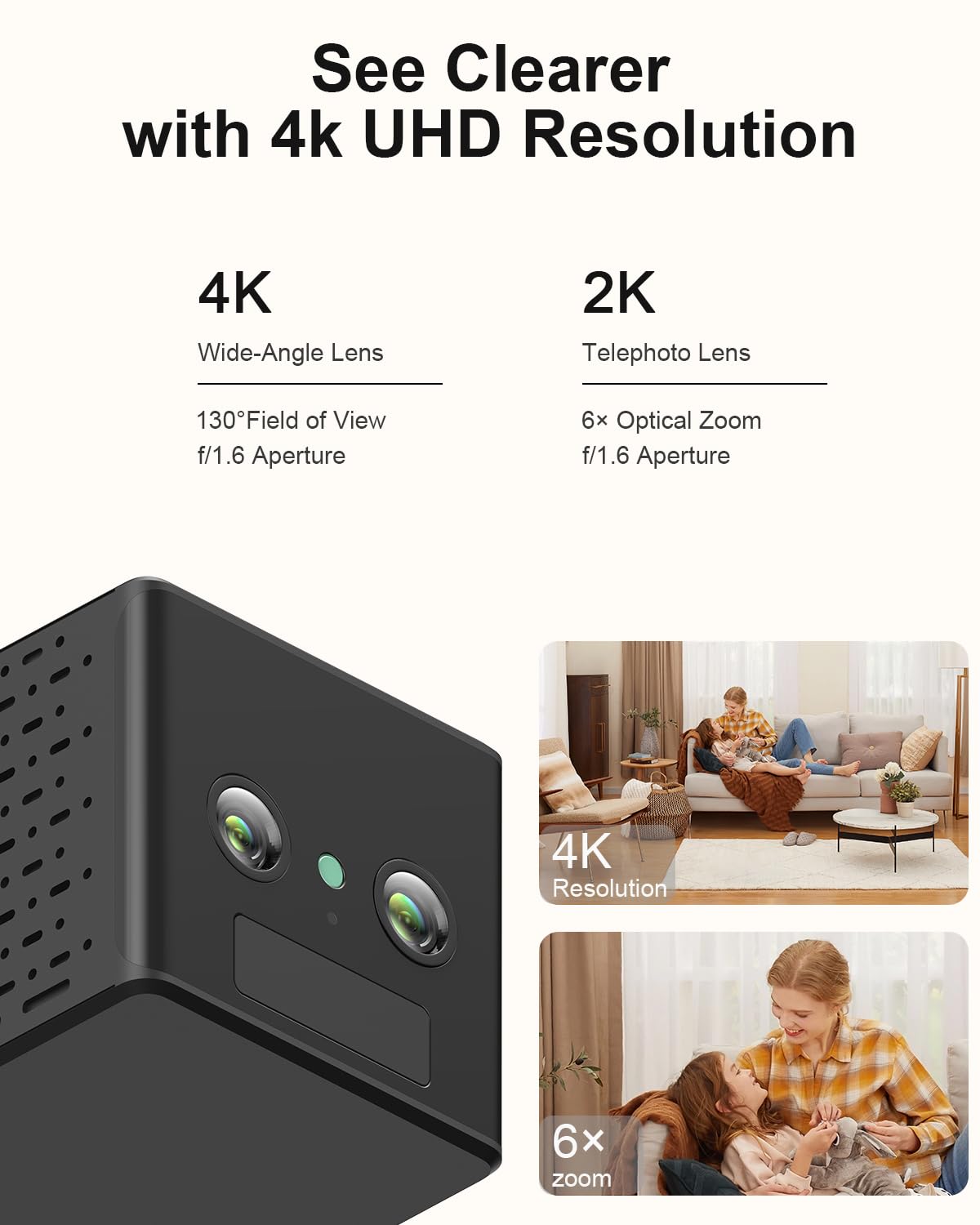 HIGSEEU 4K Wireless Security Camera, WiFi Indoor Camera, Cameras for Home Security, Baby Monitor, Nanny Cam with Night Vision, AI Motion Detection