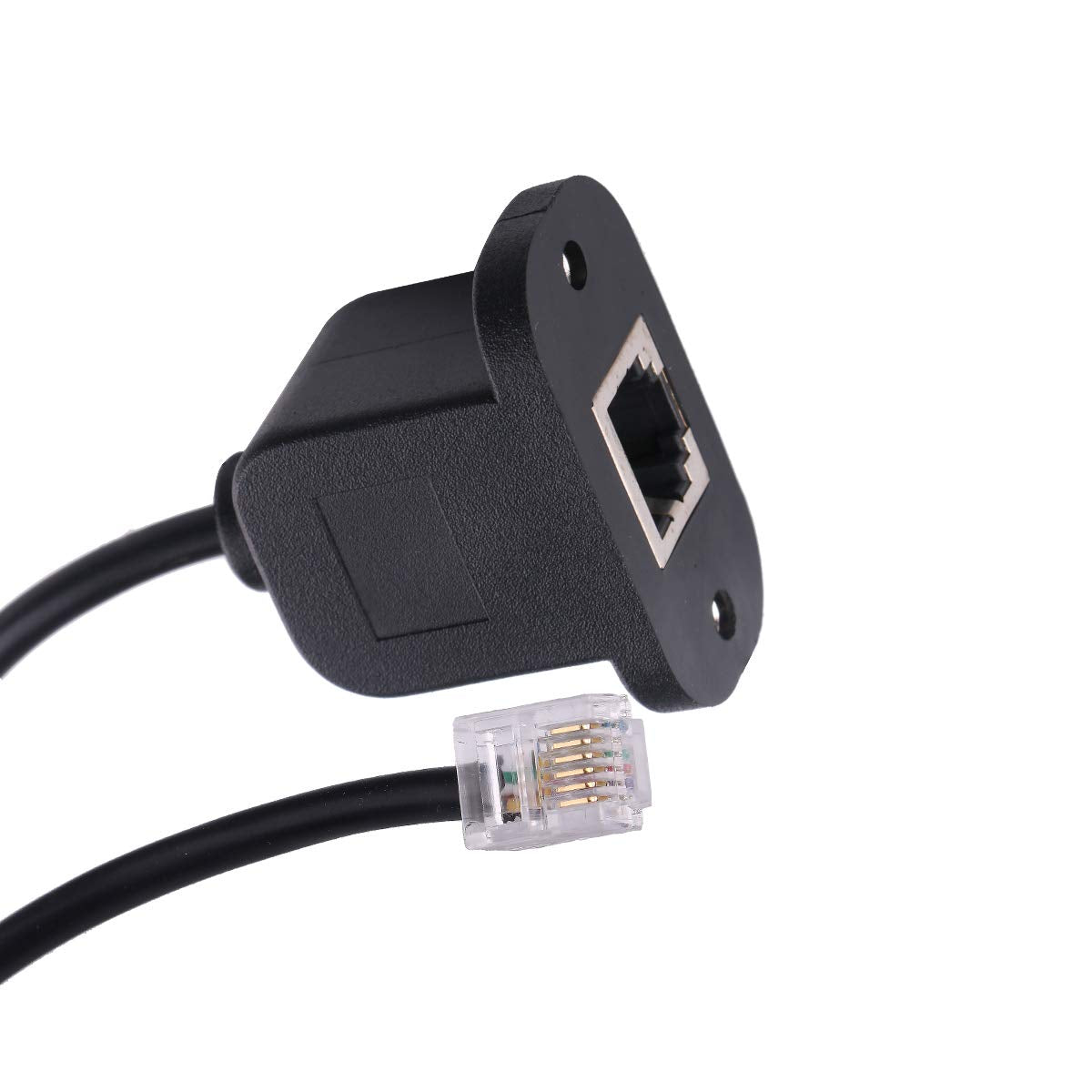 0.8FT RJ11/RJ12 6P6C Female to Male Extention Panel Mount Adapter Cable (6P6C)