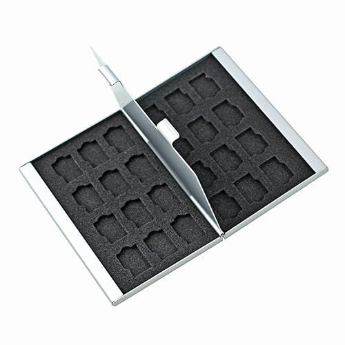 Foto&Tech Silver Aluminum Memory Card Carrying Case 24 Slots Compatible with Micro SDHC Card Lexar SanDIsk Kingston Sony Samsung