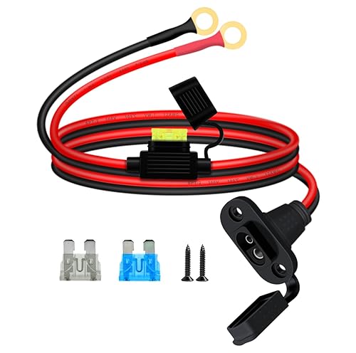 YINGAYOU 12AWG SAE Power Socket Sidewall with O Ring 8mm SAE Sidewall with Inline Fuse and O Rings 25A, for Charging Motorcycles Tractors Cars (12
