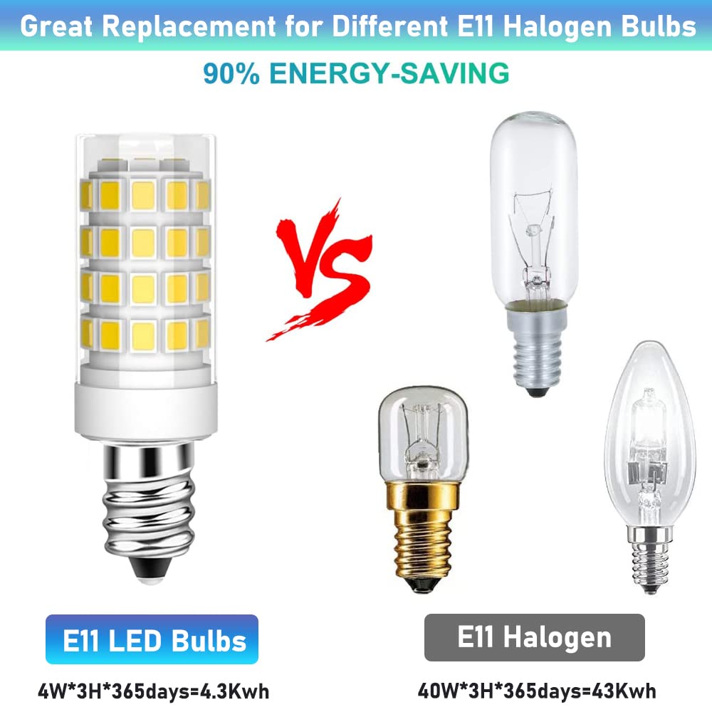 SZKOV 2-Pack E11 LED Bulb JD E11 Candelabra Light Bulb 4W Equivalent 40W Halogen Bulb T4 Edison Screw Candle Mini Candelabra Base,for Chandeliers