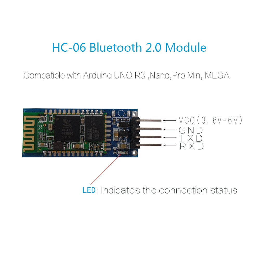 DSD TECH HC-06 Wireless Bluetooth Serial Transceiver Support Module Slave and Master Mode for Arduino + 4PIN Dupont Cable