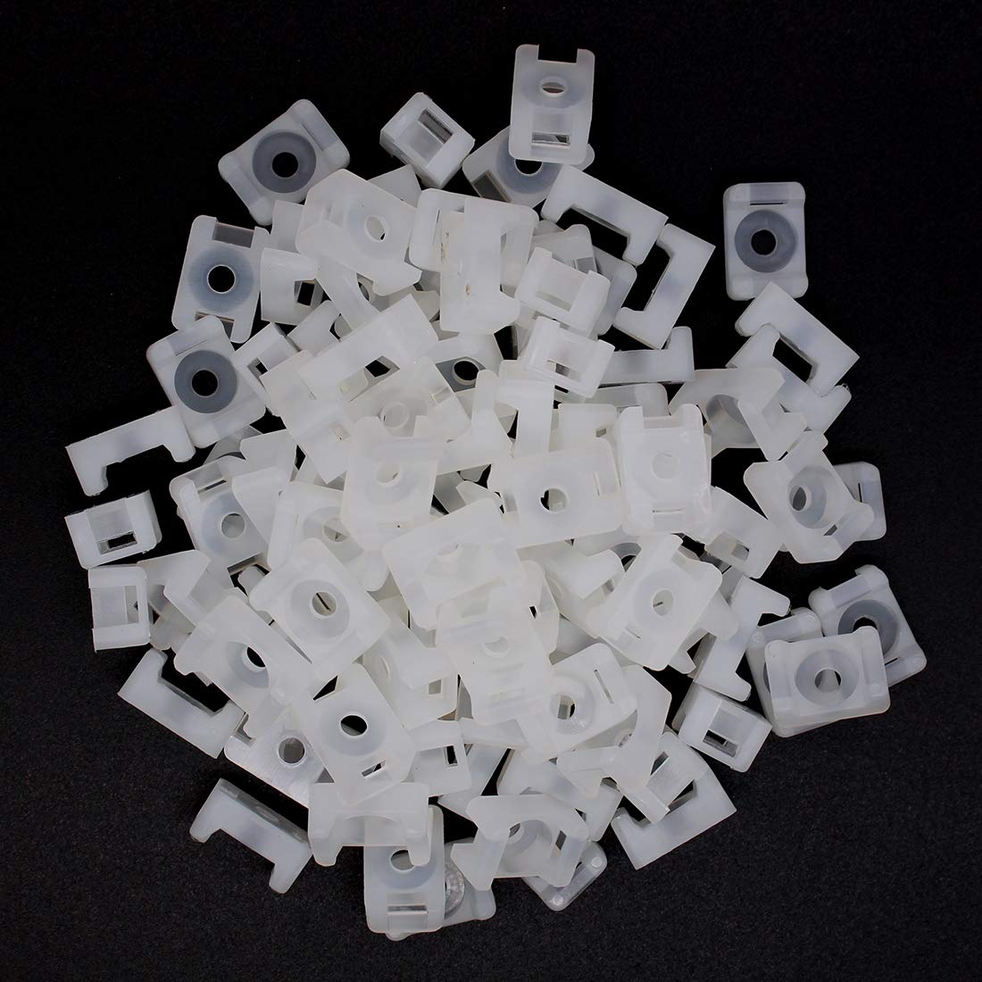 100Pcs 4.5mm Cable Tie Mount Saddle Set, 0.6in Width Saddle Cable Mounts, Plastic Cable Tie Saddle Base, White Cable Tie Mounts Base for Wire