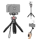 NEEWER TP38 Phone Camera Tripod, 15" Extendable Selfie Stick Metal Stand with Phone Holder, Action Camera Adapter Compatible with Hero 12 11 10 9