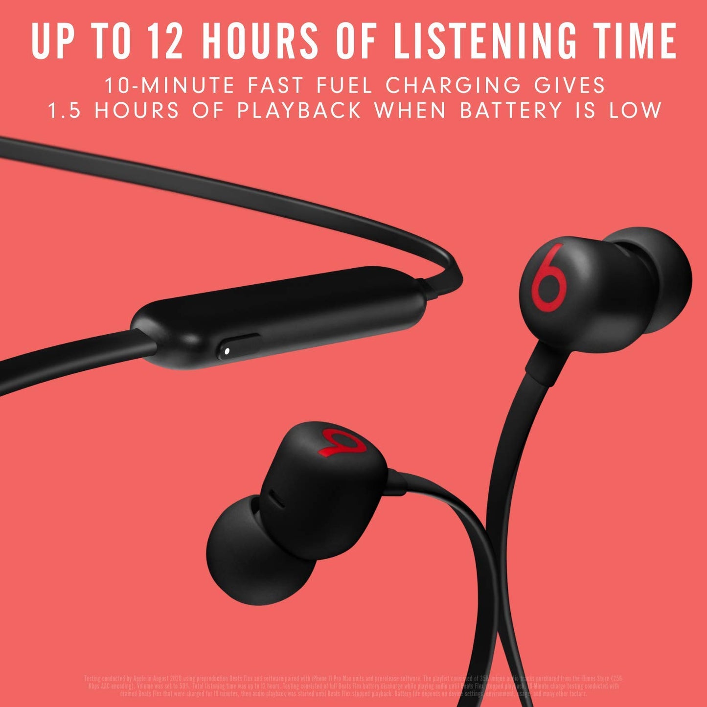 Beats Flex Wireless Earphones - Apple W1 Headphone Chip, Magnetic Earbuds, Class 1 Bluetooth, 12 Hours of Listening Time, Built-in Microphone - Black