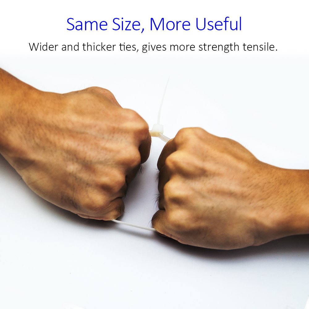 Cable Zip Ties Heavy Duty 12 Inch, Ultra Strong Plastic Wire Ties with 120 Pounds Tensile Strength, 100 Pieces, Nylon Tie Wraps with 0.3 Inch Width