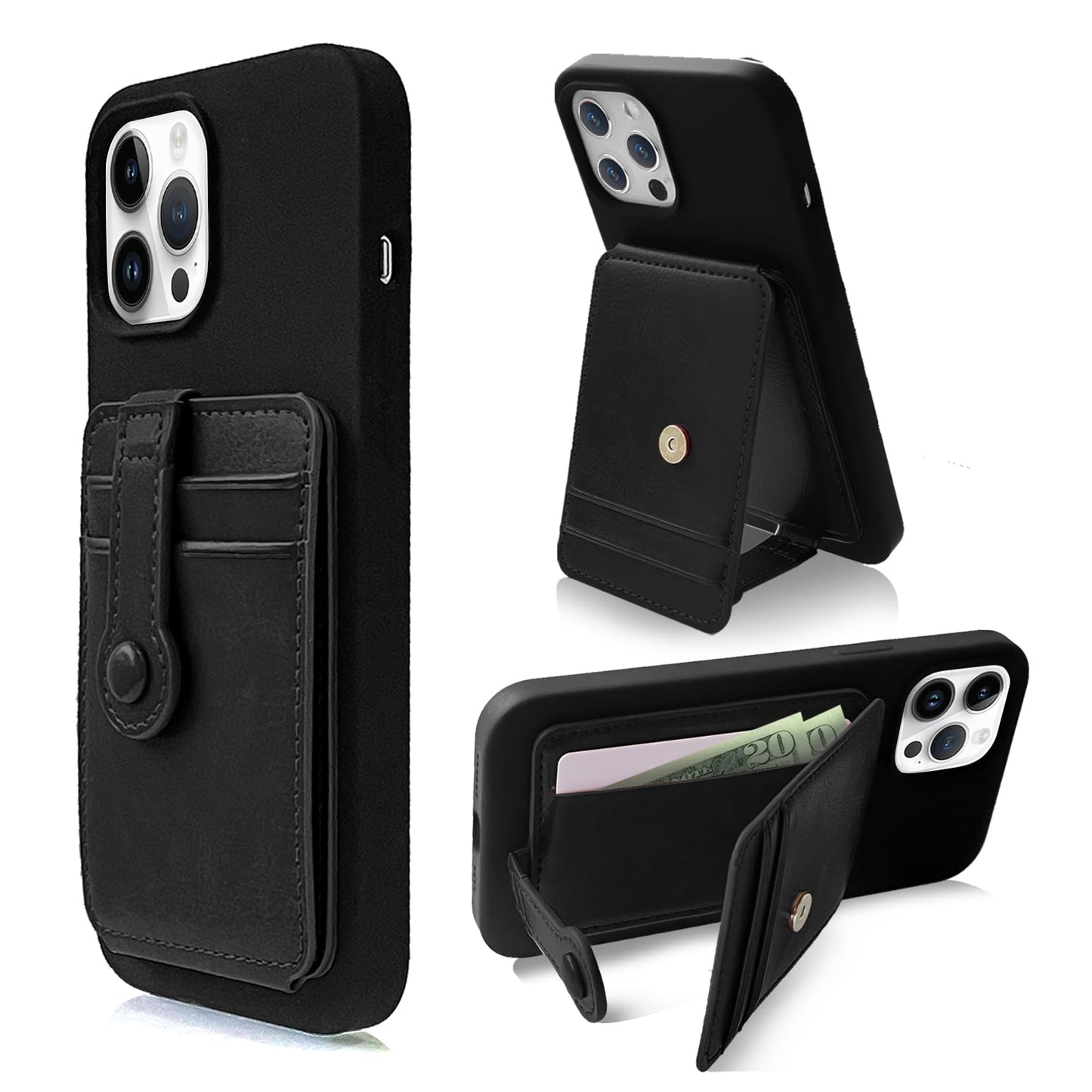 M-Plateau Phone Wallet Stick On, Card Holder With Elastic Magnetic Closure, Slim Phone Card Holder With Adhesive Compatible with iPhone 14 Case