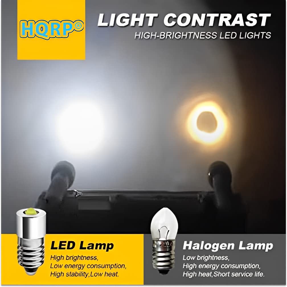 HQRP 4-12V E10 Upgrade LED Flashlight Bulb, 5W 4.5V 6V 9V 12V LED Compatible with Petzl Zoom ADP Chrono Duo Micro Mega Megabelt Mega Belt Clip Saxo