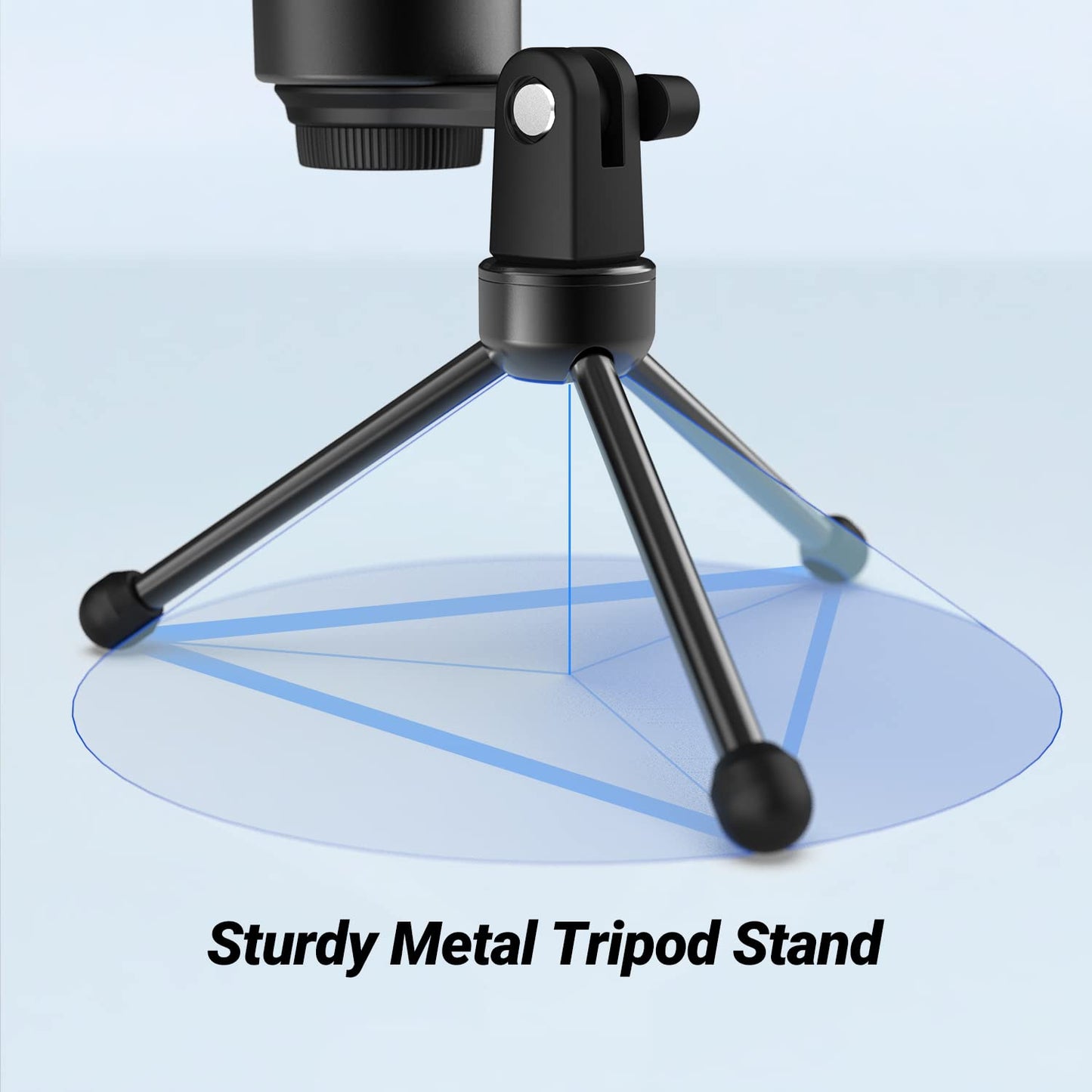 FIFINE Tripod Stand for Desktop Microphone with Non-slip Rubber Feet, Sturdy Metal Construction, Foldable Desk Mic Stand for Gaming, Podcasting