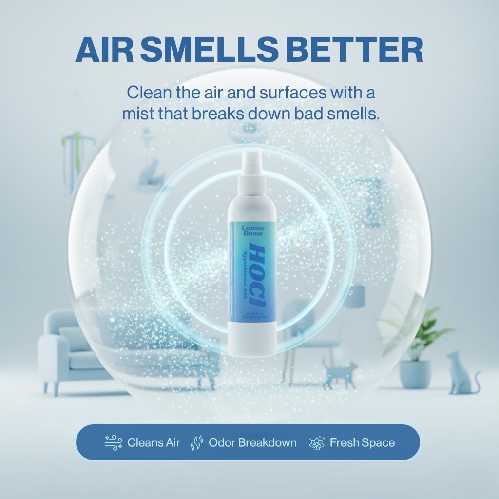 HOCl Air & Home Purifying Mist Spray | Hypochlorous Acid Home & Air Freshening Spray - Gentle Odor Neutralizer | Safe for Kids, Pets & All Surfaces |