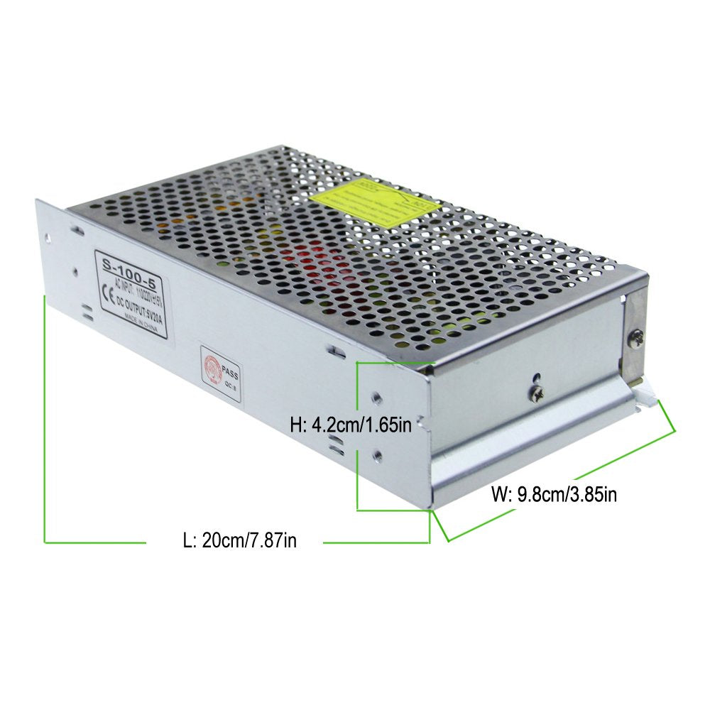 ALITOVE 5V 20A Power Supply Adapter AC to DC Converter 5 Volt 20 Amp Transformer LED Driver for DC5V Device WS2812B WS2811 LED Strip Pixel Light CCTV…