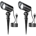 HIBOITEC 2 Pack 30W Outdoor LED Spotlight 120V 3000LM 5000K Spot Lights Waterproof Landscape Lighting for Flag Pole Tree Statue, 5.9 FT Cord with Plug