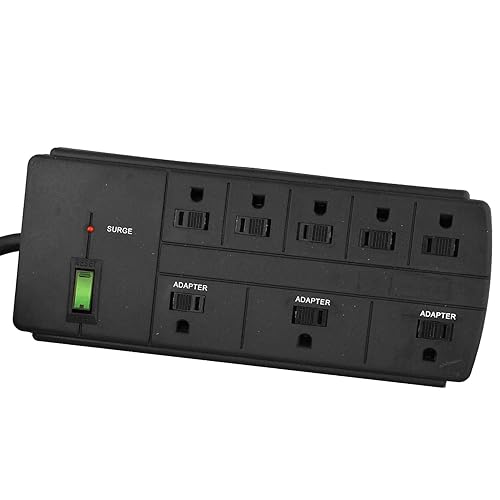 Power by GoGreen 8 Outlet Surge Protector, 6' Cord, Black (GG-18316BK)