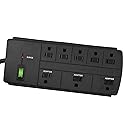 Power by GoGreen 8 Outlet Surge Protector, 6' Cord, Black (GG-18316BK)