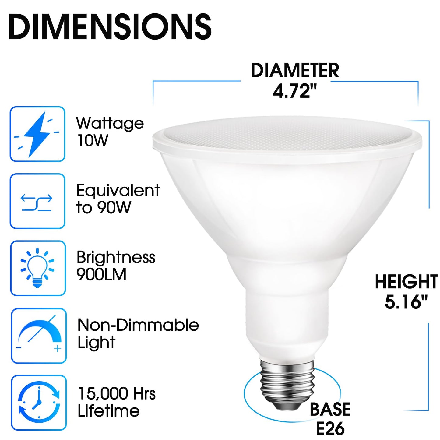 Energetic PAR38 LED Flood Light Outdoor Bulb, 3000K Warm White, 90 Watt Equivalent, Wet Rated, 900LM, E26 Base, Non-Dimmable, 12 Pack Outdoor Flood