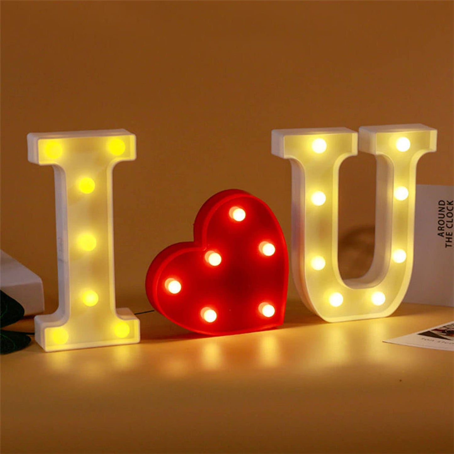 ZUOKEMY I Love YUO Sign Light, 3 LED I Love You Heart-Shaped Combination Luminous Letters, Valentine's Day Gift, Wedding Sign, Engagement Sign (IOU)